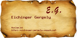 Eichinger Gergely névjegykártya
